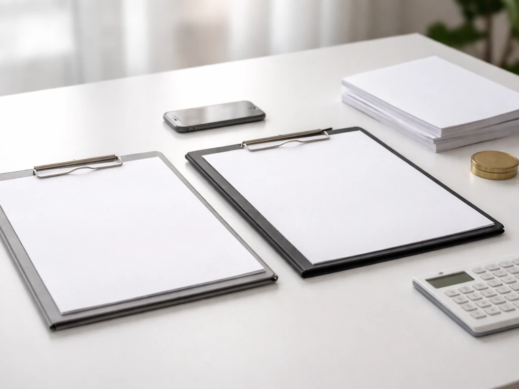 Two open folders and a smartphone on a desk symbolizing different valuation sources and dates.