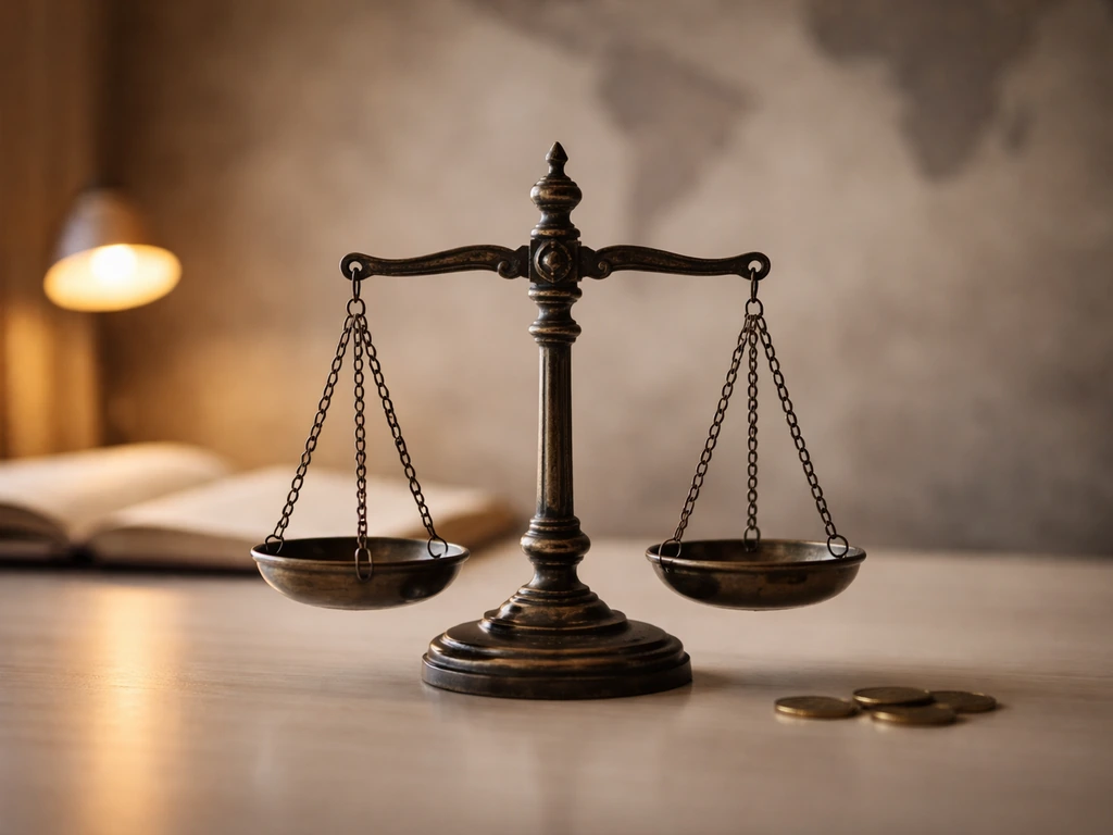 Balanced scales over a subtle ledger background, symbolizing wealth estimation and financial analysis.