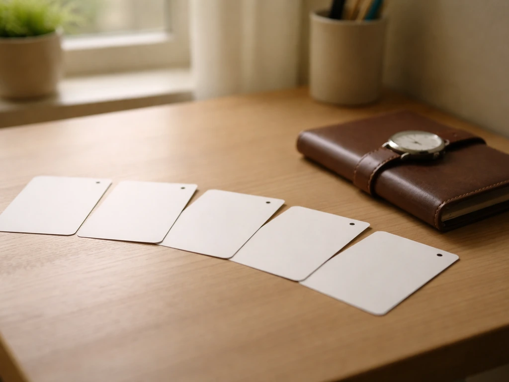 Minimal timeline-style visual with a neutral wall and softly lit desk items symbolizing wealth growth over years