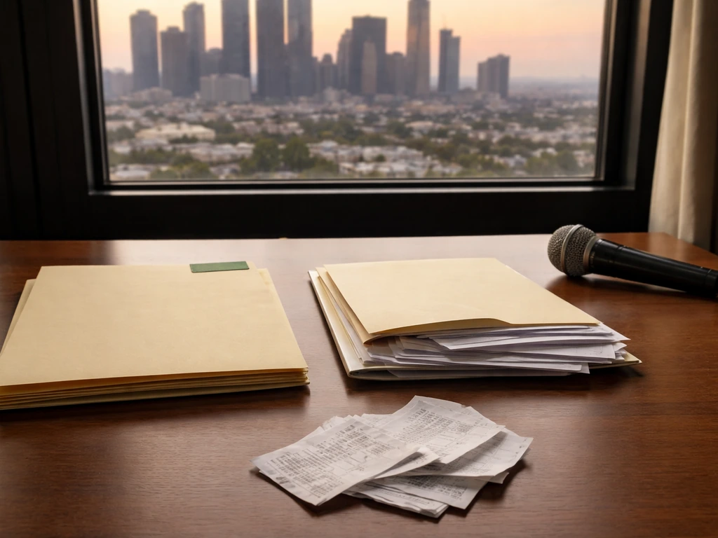 Desk scene with sorted documents and receipts suggesting verified vs unverified info.